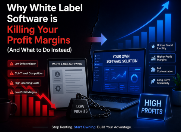 white label software reducing profit margins compared to custom software solution with higher ROI scalability and full control