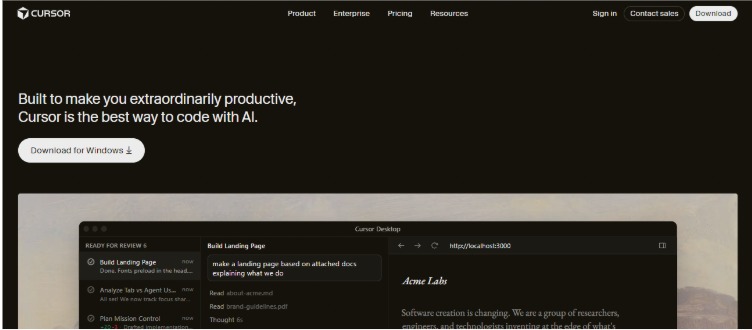 AI coding tool interface showing Cursor editor generating code from prompts for vibe coding in 2026