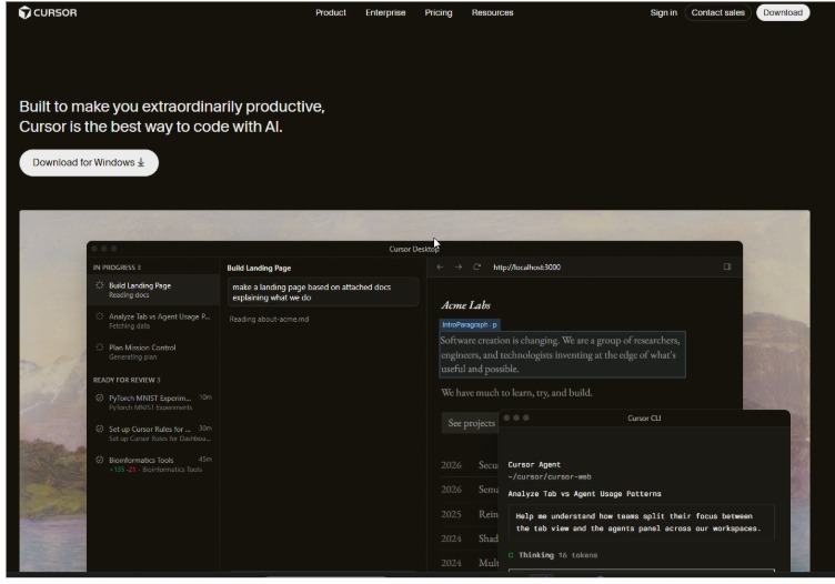 cursor ai alternatives interface showing AI-powered coding workspace with code editor and assistant panel