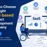 How to choose the right SaaS product development company in 2026 with pricing, technology stack, security, scalability, and portfolio evaluation checklist illustration
