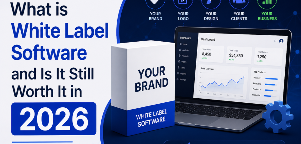 white label software 2026 dashboard interface with branding and business growth concept