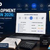MVP development cost in 2026 infographic showing startup pricing, MVP planning, software development stages, and real cost estimates for founders.